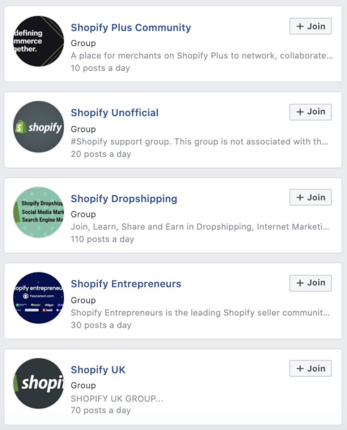 Shopify community in Facebook Groups